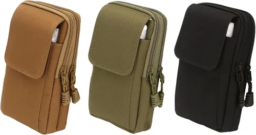 Miniatura 6 de Bolsas verticales para teléfono con cinturón de tela Oxford para hombre, bolsa de almacenamiento con múltiples compartimentos, para viajes casuales