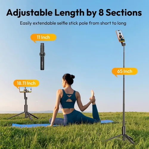 Miniatura 3 de ULANZI SK27 - Trípode magnético para iPhone, palo selfie extensible de 67 pulgadas con control remoto, soporte giratorio de 360°, soporte magnético