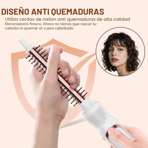 Miniatura 2 de Cepillo térmico de 0.5 pulgadas, rizador voluminizador, cepillo redondo calentado de 1/2 pulgada, turmalina de cerámica calentada, rizador Blanco