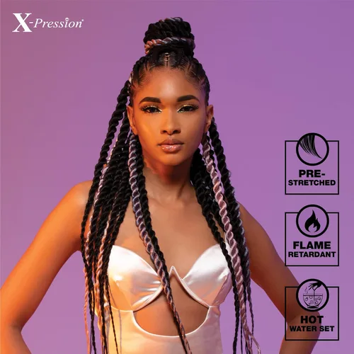 Miniatura 8 de Sensationnel X-Pression - Trenza de cabello preestirada para trenzado - 2 trenzas de 48 pulgadas, toda de kanekalon ignífugo sintético para trenzas