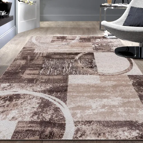 Miniatura 40 de Rugshop - Alfombra contemporánea con diseño abstracto de círculos, alfombra con respaldo de yute para entrada, cocina o habitación pequeña, marrón