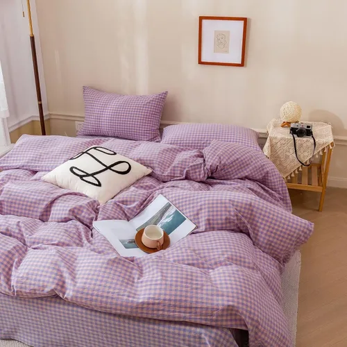 Miniatura 13 de mixinni Juego de funda de edredón vintage a rayas, tamaño twin, juego de ropa de cama de 3 piezas, 100% algodón lavado, suave y transpirable, funda