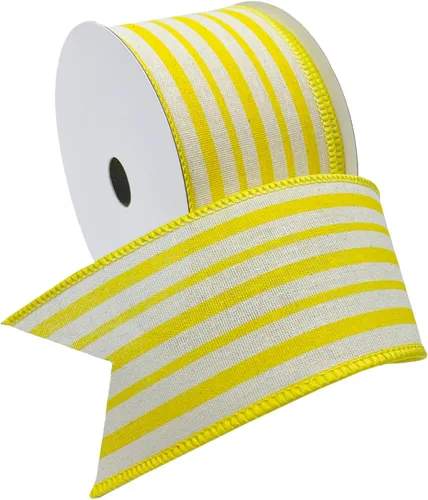 Miniatura 8 de Morex Ribbon Cinta de rayas de cabaña de lino con cable, 1.5 pulgadas por 10 yardas, verde manzana, 7579.40/10-550