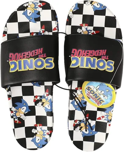 Miniatura 5 de Sonic The Hedgehog Sonic Dash - Sandalias a cuadros para hombre en blanco y negro