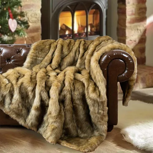 Miniatura 13 de BATTILO HOME Manta de Tiro de Piel Sintética Beige Suave Lujosa Fruncida Difusa Felpa Elegante con Manta de Visón Reversible para Sofá, Silla, Sofá