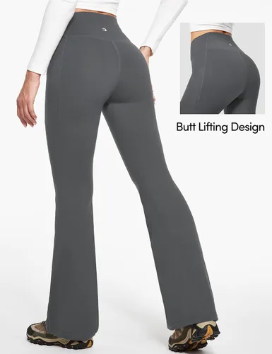 Miniatura 2 de IUGA Pantalones con forro polar para mujer, resistentes al agua, pantalones de senderismo para invierno, leggings acampanados con bolsillos, corte
