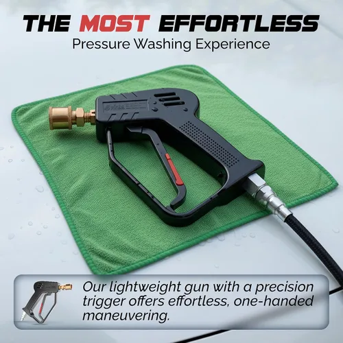 Miniatura 2 de Pistola de lavado a presión – Pistola de lavado de energía corta de 4000 PSI con giro de 360°, conexión rápida de 3/8 pulgadas, mango