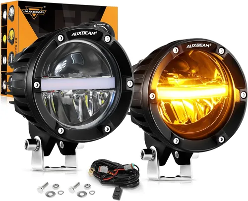 Miniatura 9 de Auxbeam Luz antiniebla LED ámbar de 4 pulgadas de 90 W, luz LED súper brillante de 9000 lm, luz LED todoterreno, luz amarilla, combo de inundación