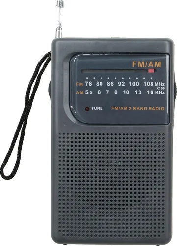 Supersonic SC-1105 Radio de banda AM/FM portátil con indicador de sintonización LED, antena telescópica, conector para auriculares, correa de