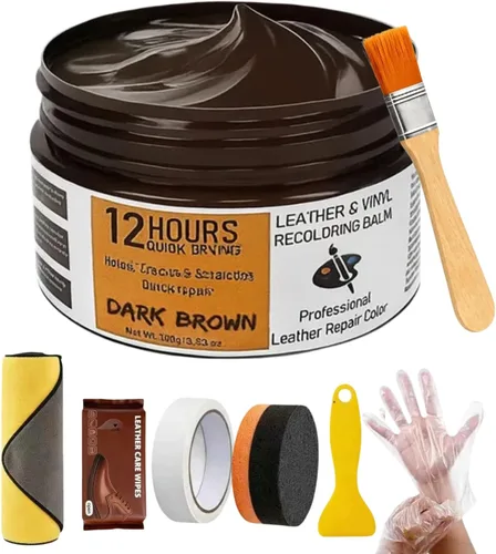 Miniatura 11 de Bálsamo recolorante de cuero de 3.53 onzas, kit de crema de reparación de vinilo de cuero de secado rápido 12H para muebles, sofás y asientos