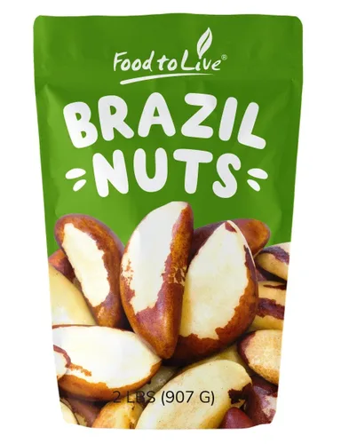 Food to Live Nueces de Brasil tostadas en seco, 2 libras, sin sal, enteras, tostadas al horno, sin aceite añadido, sin cáscara, vegano, kosher, a