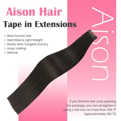 Miniatura 2 de Extensiones de cabello humano adhesivas, sedosas y lacias, 100% Remy, color marrón oscuro, para mujeres, 20 unidades por paquete