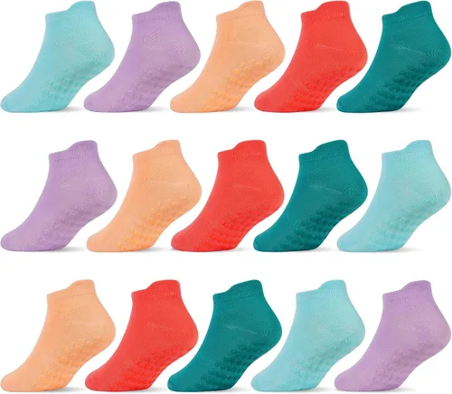 Miniatura 9 de SkiBeaut 15 pares de calcetines antideslizantes para niños pequeños, calcetines antideslizantes para niños y niñas de 0 a 7 años