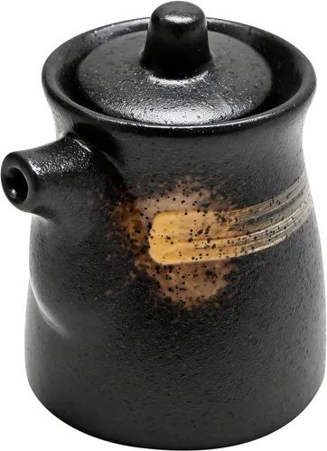 MDEOOSKY Botella de condimento de cerámica, dispensador de aceite de cerámica de loza de estilo japonés, dispensador de aceite de oliva, recipiente