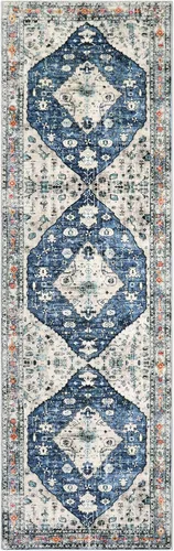 Miniatura 9 de Lahome Alfombra Corredor Tribal Bohemia - 2x8 pies Azul Lavable Corredores para Pasillos Alfombra de Baño, Oriental Suave Antideslizante Pelo Bajo