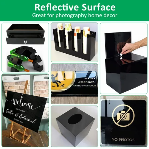 Miniatura 6 de Paquete de 2 láminas acrílicas negras de alta calidad (plexiglás) de 24 x 36 pulgadas, 1/4 pulgadas (0.236 in), resistentes a los arañazos