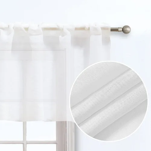 Miniatura 3 de July Joy Cortinas traslúcidas con textura de niveles blancos para cocina, cortinas semitransparentes con bolsillo para barra, cortinas pequeñas