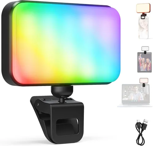 Miniatura 15 de NEEWER Basics NL-60AI - Luz para selfie para teléfono con clip frontal y trasero, 60 LED 2000 mAh recargable CRI95+, 3 modos, iluminación de relleno