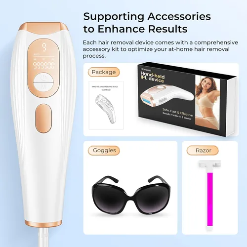 Miniatura 7 de Finequin Depilación láser, depilación láser IPL para mujeres y hombres permanente, dispositivo de depilación con onda de luz roja IPL 3.0