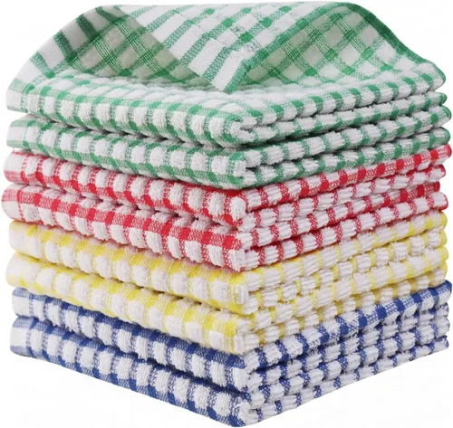 Egles Paquete de 8 paños de cocina de 12 x 12 pulgadas, 100% algodón, para lavar platos, fregar, paños de lavado, juegos de paños de cocina (colores