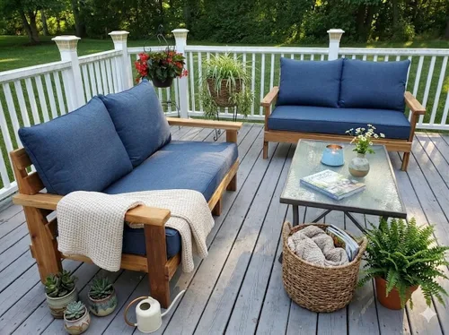 Miniatura 2 de Cojines para muebles de patio, cómodos cojines de asiento profundo, para asiento de dos plazas, para interiores y exteriores, color negro