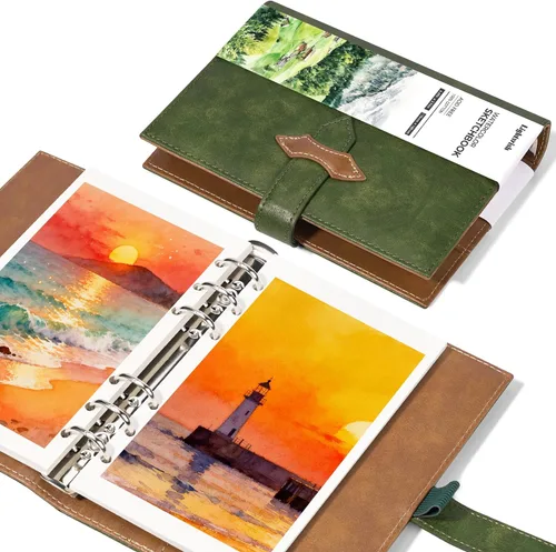 Miniatura 10 de Lightwish Cuaderno de bocetos de acuarela, 100% algodón, prensa en frío de 10.58 oz/m², 6.69 x 3.94 pulgadas, 20 hojas, encuadernado en carpeta