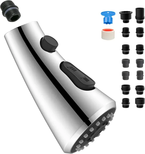 Miniatura 11 de Cabezal de Repuesto para Grifo de Cocina de 4 Funciones, Cabezal Rociador Universal Extraíble para Fregadero de Cocina con 15 Adaptadores Compatible