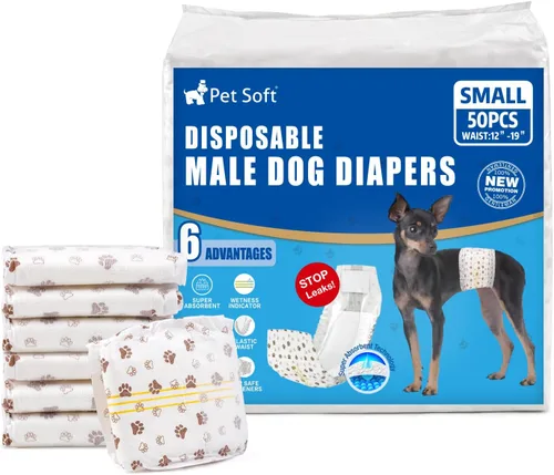 Miniatura 12 de Pañales desechables para perros machos Pet Soft - Envolturas masculinas desechables con indicador de humedad, pañales para perros súper absorbentes