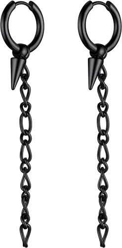 Aretes colgantes de acero inoxidable para hombres y mujeres, chapados en oro de 18 quilates, aretes colgantes con bisagras, aretes de cadena larga,