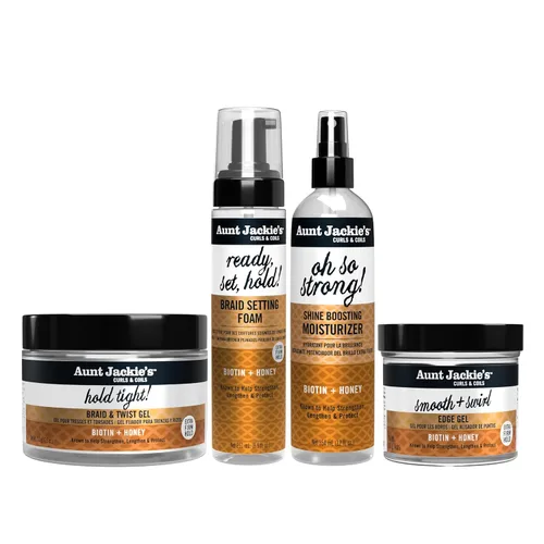 Miniatura 3 de Aunt Jackie's Curls & Coils Braid + Twist Collection Ready, Set, Hold Braid Setting Foam with Extra Firm Hold, 8.5 fl oz
