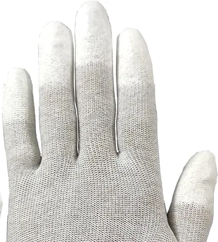 Miniatura 3 de Guantes de trabajo, guantes ESD, guante de fibra de carbono de alta resistencia, guante antiestático, punta de dedo antideslizante, mediano, 10 pares