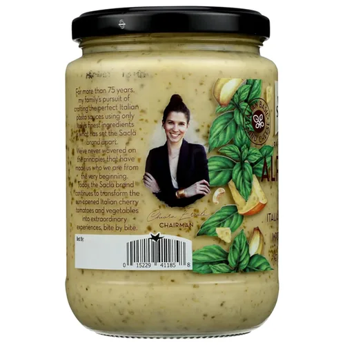 Miniatura 2 de SACLA Alfredo - Salsa de pasta con pesto de albahaca Salsa cremosa italiana para pasta blanca con queso y albahaca Tarro de vidrio de 14.5 onzas