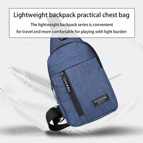 Miniatura 5 de Pequeña bolsa cruzada negra, bolsa de hombro para hombres y mujeres, bolso bandolera de pecho con una correa de viaje, Azul