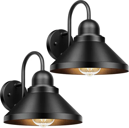 Miniatura 9 de Brightever Luces de Porche de Cuello de Ganso para Exteriores, Paquete de 2 Accesorios de Luz de Granero Exterior Estilo Granja, Lámparas de Pared