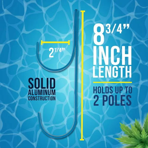 Miniatura 3 de U.S. Pool Supply Colgador de Pértiga para Piscina - 2 Ganchos de Piscina de Aluminio Azul para Pértiga - Gancho de Cerca para Equipos para Redes