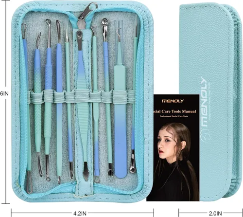 Miniatura 6 de MENOLY - Kit de herramientas para eliminar puntos negros, 10 piezas, herramientas extractoras de espinillas, herramientas extractoras de espinillas