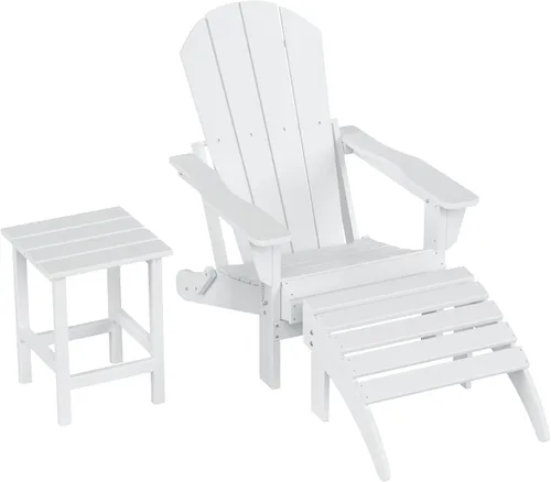 Miniatura 22 de WestinTrends Reposapiés otomano Adirondack para patio al aire libre, taburete de madera de polietileno para todo tipo de clima, ampliamente Azul