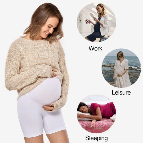 Miniatura 4 de Gratlin Fajas de maternidad sin costuras para mujer, pantalones cortos de embarazo, bragas de cintura alta, ropa interior a medio muslo