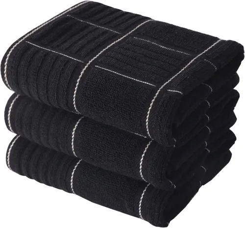 Miniatura 10 de Anyi Toallas de cocina de 100% algodón gris, paños de cocina absorbentes con asa para colgar, toallas de mano de cocina suaves para lavar y secar