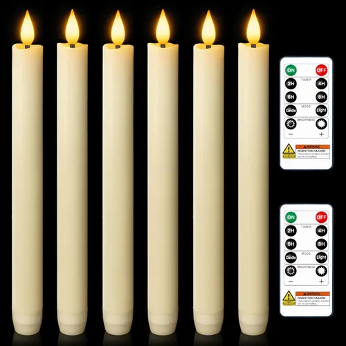 Miniatura 13 de Homemory 6 velas cónicas cerosas sin llama con control remoto, velas parpadeantes que funcionan con pilas, velas falsas LED altas para el hogar