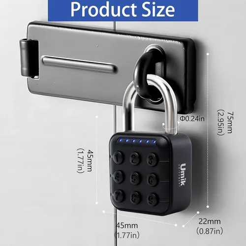 Miniatura 8 de UMIKSMART - Candado de combinación de 6 dígitos, bloqueo de contraseña de alta seguridad con cuerpo de aleación de zinc impermeable IP67, bloqueo