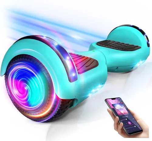 Miniatura 7 de Scooter con accesorio de asiento para niños y adultos, scooter de equilibrio de 6.5 pulgadas y 8.5 pulgadas con altavoces Bluetooth y luz LED A2