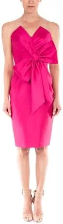 Miniatura 2 de Badgley Mischka Vestido de cóctel con lazo frontal sin tirantes