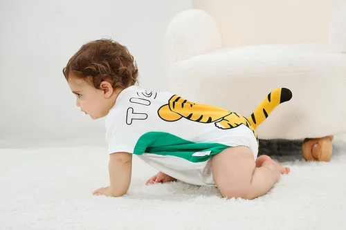 Miniatura 7 de TONWHAR Body unisex de algodón para bebé, de manga corta, para bebés, niños y niñas, overol de animales para verano