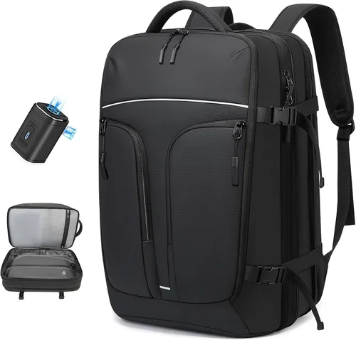 Miniatura 15 de TANGCORLE Mochila de viaje expandible aprobada para vuelos, mochila de 17.3 pulgadas para laptop de negocios para mujeres y hombres