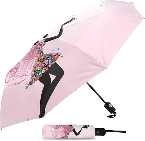 Miniatura 2 de DHDM Automatic Umbrella for Rain and Sun Male Women Beach Parasol Print Folding Umbrella