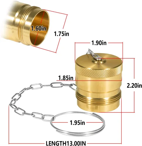 Miniatura 6 de Juego de tapones y tapón macho y hembra para acoplador estilo ala de línea húmeda de 1 pulgada, tapa antipolvo de latón con cadena de acero, 1