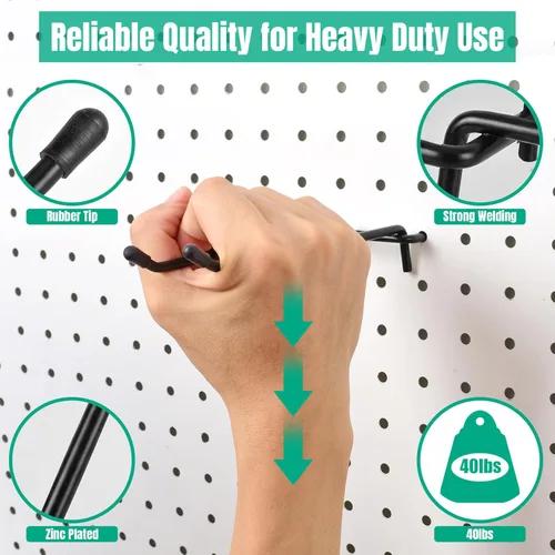 Miniatura 3 de G.CORE 10 Pack Pegboard Hooks, Peg Board Tool Utility Hooks & Hangers Fit 1/4" Pegboards, Heavy Duty Metal Peg Board Shelving Hooks, Wall Organizers