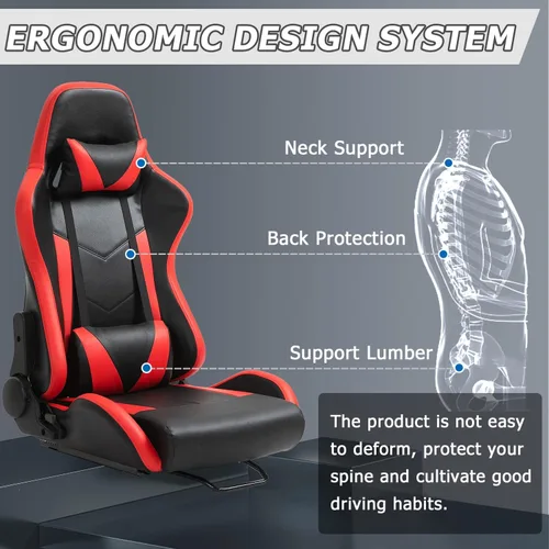 Miniatura 2 de Minneer Asiento de carreras de doble bloqueo, carga de 400 libras, ángulo ajustable, cómodo, transpirable, ergonómico, silla de juegos de vuelo