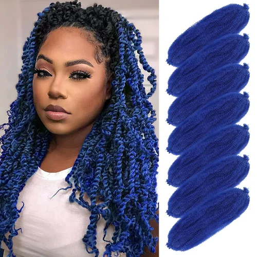 Miniatura 37 de Marley Twist - Cabello trenzado de 16 pulgadas, cabello afro trenzado elástico, paquete de 7 paquetes, cabello rizado rizado ombré, marrón Marrón